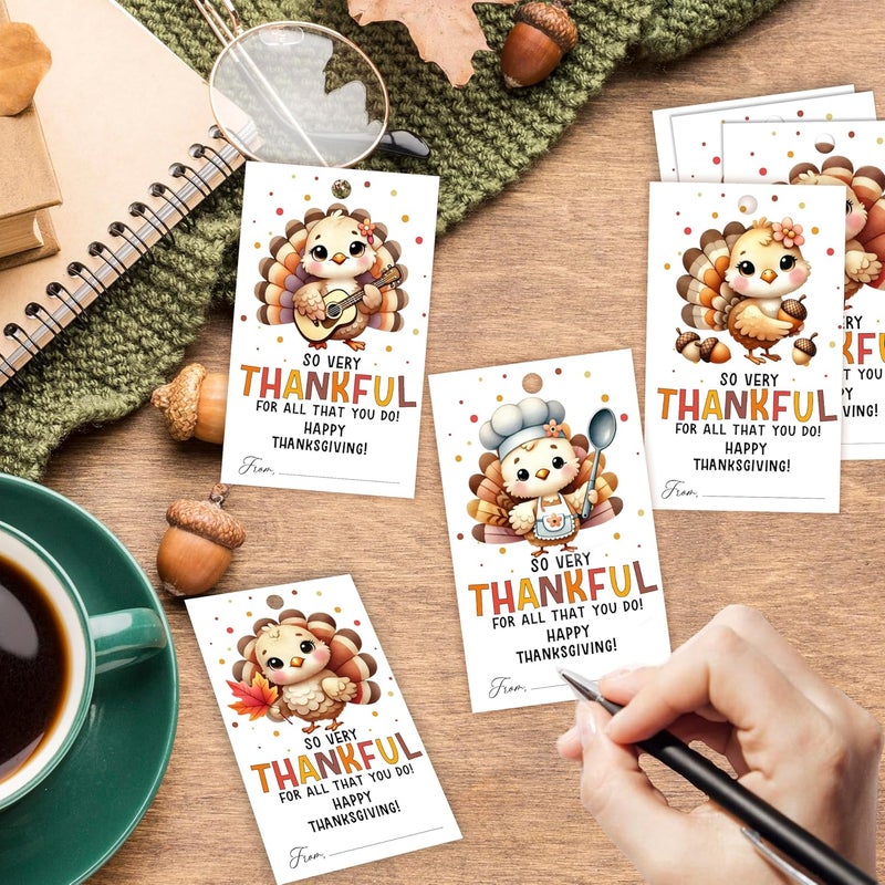 HandEasy 40 PCS Fall Gift Tags Thanksgiving Gift Tags with String, 2.1" x 3.5" Thanksgiving Design Present Label for Present Bags, Fall Party Favor Decorations, 4 Styles - A02 - Image 3